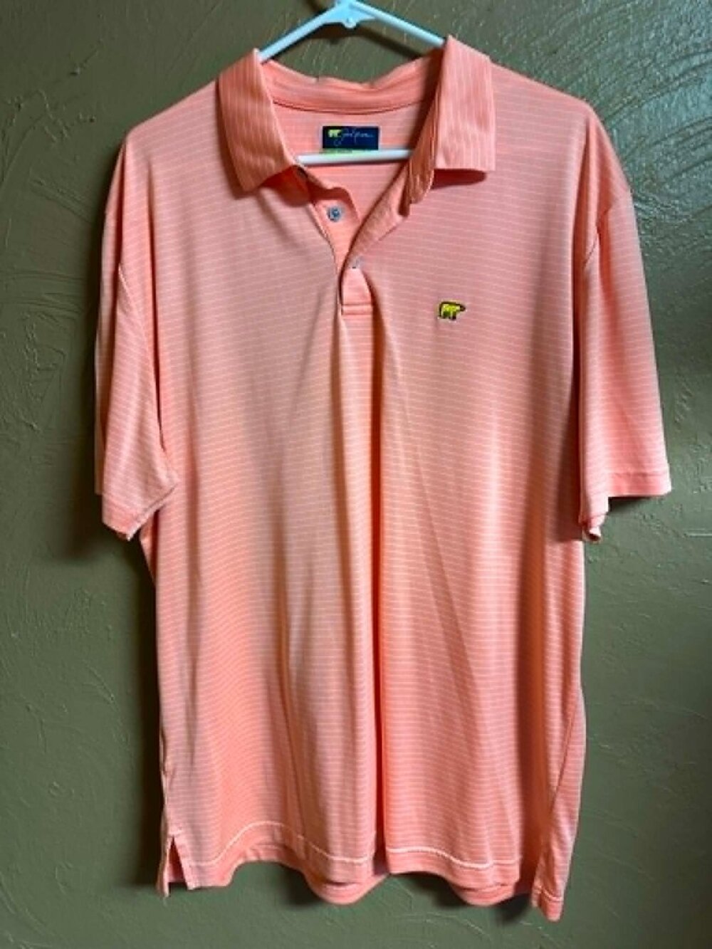 Jack Nicklaus Polo Shirt Mens XL Vibrant Orange White Striped Short Sleeve #206